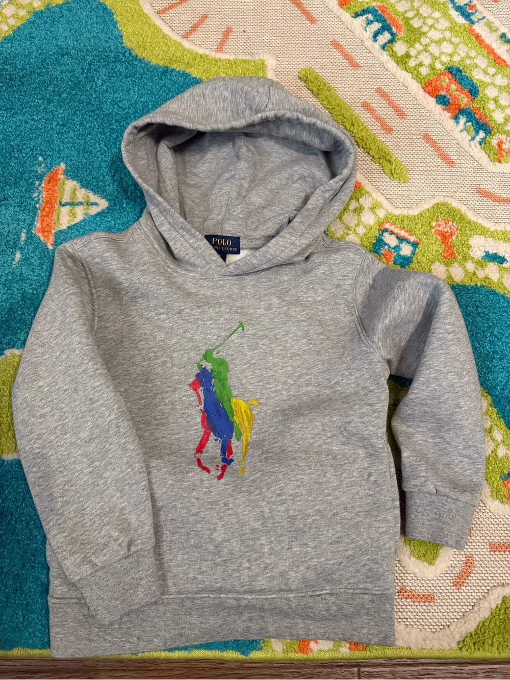 Polo by Ralph Lauren Heather Gray Hoodie with Multicolor Pony Logo - Kids